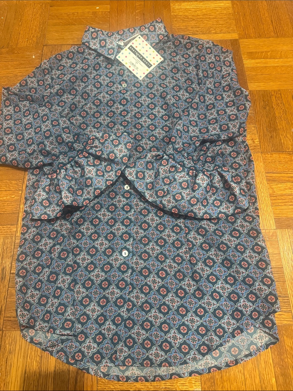 Gretchen Scott NWT priss sundial Blue Geometric Print Button-Up Shirt